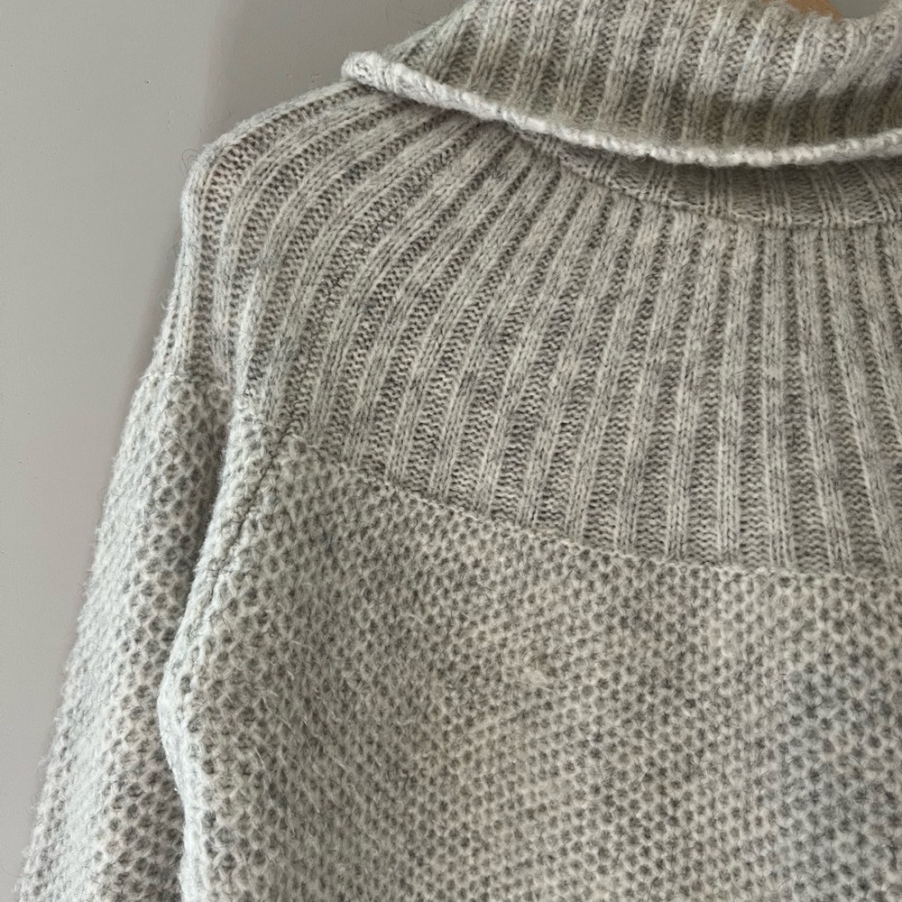 Madewell Snowbound Drawstring Wool Mohair Blend Pullover Sweater Sz M Gray - Picture 3 of 3